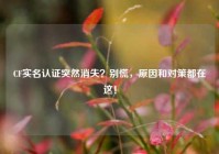 CF实名认证突然消失？别慌，原因和对策都在这！