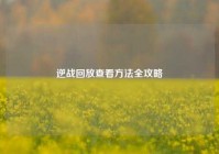 逆战回放查看方法全攻略