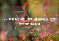 PUBG刷等级全攻略！高效快速提升方法+新手老手通用避坑指南