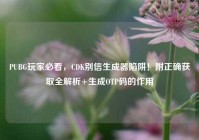 PUBG玩家必看，CDK别信生成器陷阱！附正确获取全解析+生成OTP码的作用