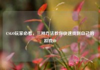 CSGO玩家必看，三种方法教你快速找到自己的游戏ID