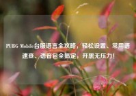 PUBG Mobile台服语言全攻略，轻松设置、常用语速查、语音包全搞定，开黑无压力！