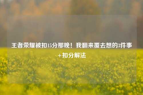 王者荣耀被扣15分那晚！我翻来覆去想的3件事+扣分解法
