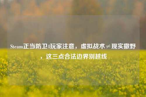 Steam正当防卫4玩家注意，虚拟战术≠现实撒野，这三点合法边界别越线