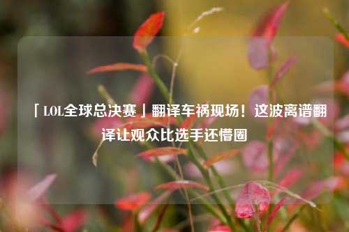 「LOL全球总决赛」翻译车祸现场！这波离谱翻译让观众比选手还懵圈