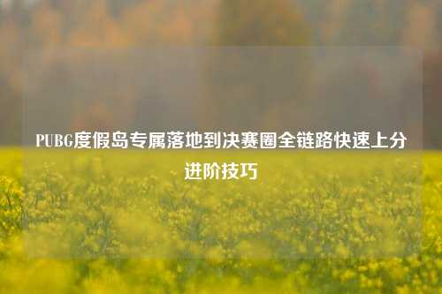 PUBG度假岛专属落地到决赛圈全链路快速上分进阶技巧