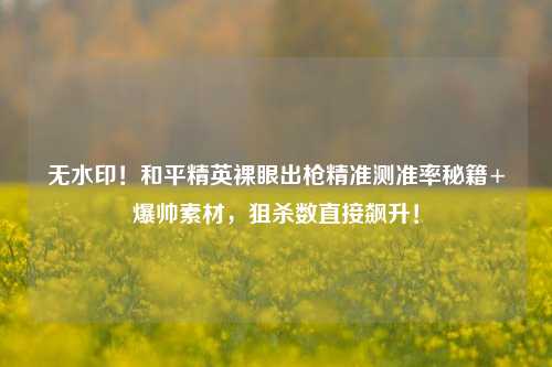 无水印！和平精英裸眼出枪精准测准率秘籍+爆帅素材，狙杀数直接飙升！