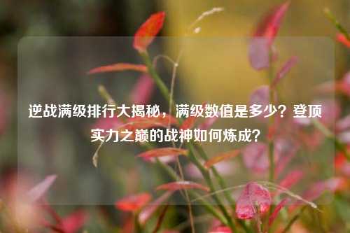 逆战满级排行大揭秘,满级数值是多少?登顶实力之巅的战神如何炼成?