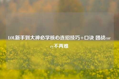 LOL新手到大神必学核心连招技巧+口诀 团战carry不再难