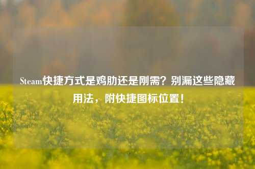Steam快捷方式是鸡肋还是刚需？别漏这些隐藏用法，附快捷图标位置！