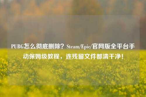 PUBG怎么彻底删除？Steam/Epic/官网版全平台手动保姆级教程，连残留文件都清干净！