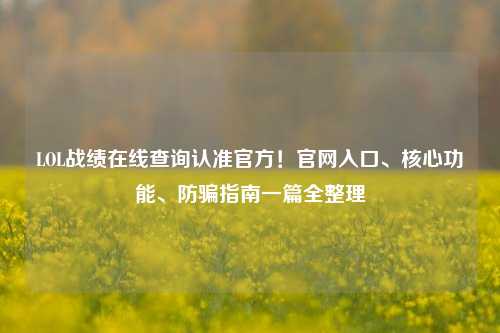 LOL战绩在线查询认准官方!官网入口、核心功能、防骗指南一篇全整理