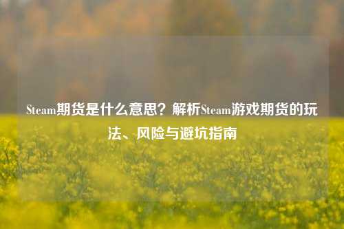 Steam期货是什么意思?解析Steam游戏期货的玩法、风险与避坑指南