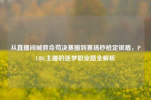 从直播间喊救命苟决赛圈到赛场秒枪定银盾,PUBG主播的逐梦职业路全解析