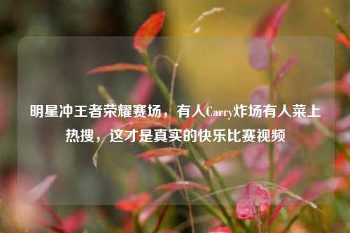 明星冲王者荣耀赛场,有人Carry炸场有人菜上热搜,这才是真实的快乐比赛视频