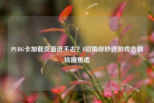 PUBG卡加载页面进不去?8招助你秒进游戏告别转圈焦虑