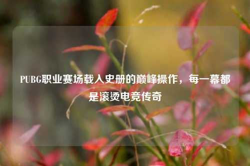 PUBG职业赛场载入史册的巅峰操作，每一幕都是滚烫电竞传奇