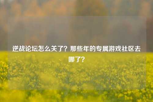 逆战论坛怎么关了?那些年的专属游戏社区去哪了?