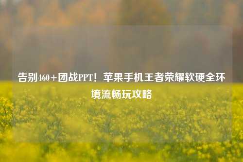 告别460+团战PPT！苹果手机王者荣耀软硬全环境流畅玩攻略
