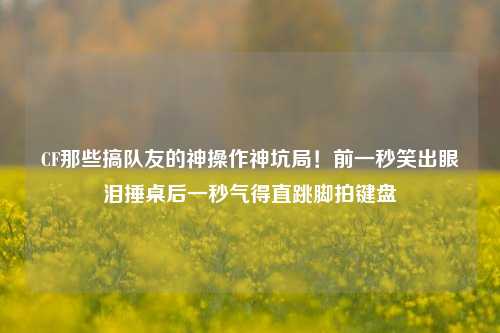CF那些搞队友的神操作神坑局!前一秒笑出眼泪捶桌后一秒气得直跳脚拍键盘