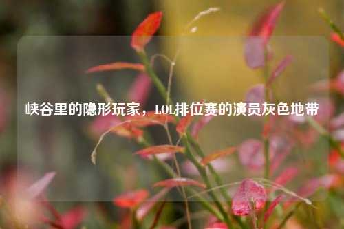 峡谷里的隐形玩家，LOL排位赛的演员灰色地带