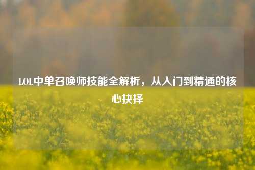 LOL中单召唤师技能全解析,从入门到精通的核心抉择