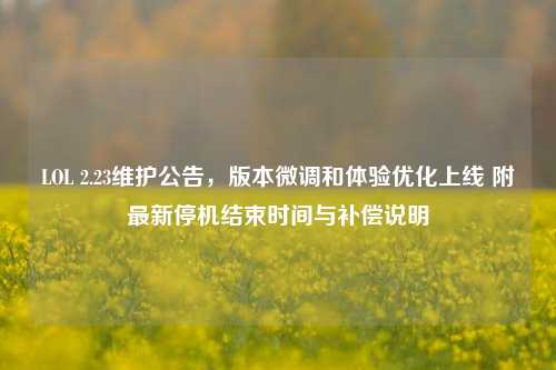 LOL 2.23维护公告，版本微调和体验优化上线 附最新停机结束时间与补偿说明