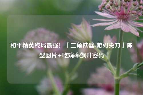 和平精英残局最强!「三角铁壁-游刃尖刀」阵型图片+吃鸡率飙升密码