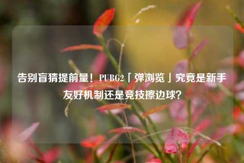 告别盲猜提前量!PUBG2「弹浏览」究竟是新手友好机制还是竞技擦边球?