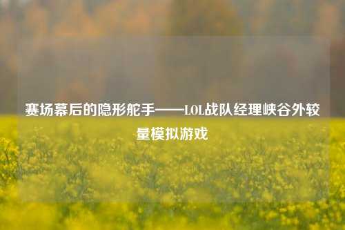 赛场幕后的隐形舵手——LOL战队经理峡谷外较量模拟游戏