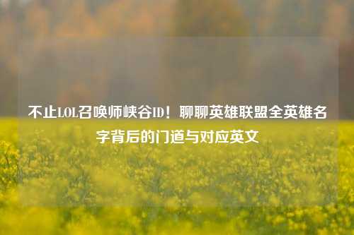 不止LOL召唤师峡谷ID!聊聊英雄联盟全英雄名字背后的门道与对应英文