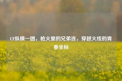 CF纵横一团,枪火里的兄弟连,穿越火线的青春坐标