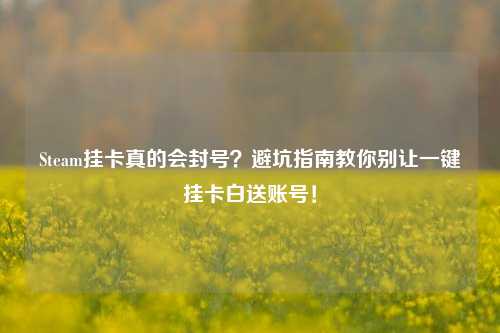 Steam挂卡真的会封号?避坑指南教你别让一键挂卡白送账号!