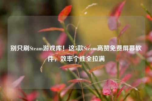 别只刷Steam游戏库!这5款Steam高赞免费屏幕软件,效率个性全拉满