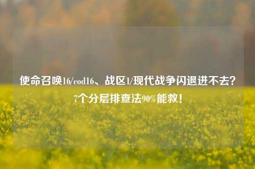 使命召唤16/cod16、战区1/现代战争闪退进不去？7个分层排查法90%能救！