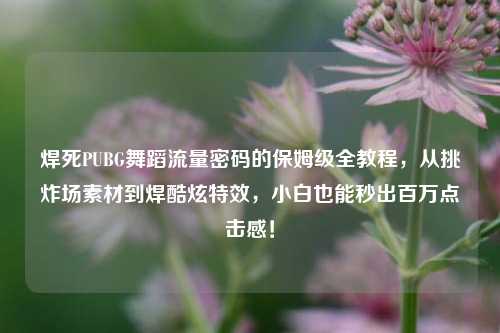 焊死PUBG舞蹈流量密码的保姆级全教程，从挑炸场素材到焊酷炫特效，小白也能秒出百万点击感！