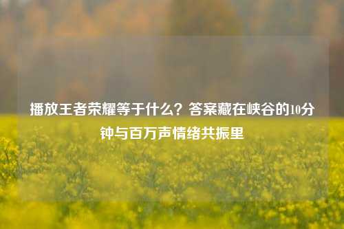 播放王者荣耀等于什么?答案藏在峡谷的10分钟与百万声情绪共振里