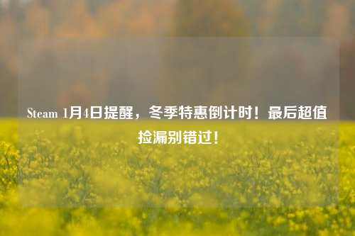 Steam 1月4日提醒,冬季特惠倒计时!最后超值捡漏别错过!