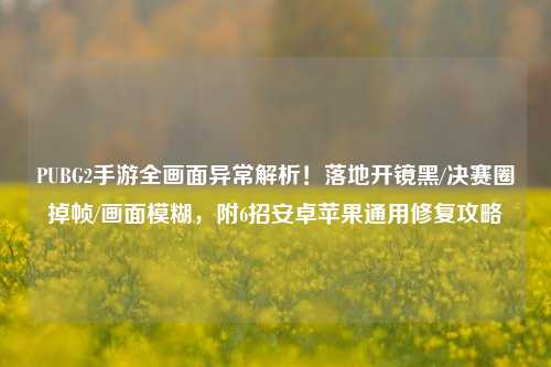 PUBG2手游全画面异常解析!落地开镜黑/决赛圈掉帧/画面模糊,附6招安卓苹果通用修复攻略
