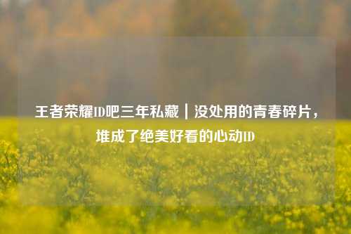 王者荣耀ID吧三年私藏|没处用的青春碎片,堆成了绝美好看的心动ID