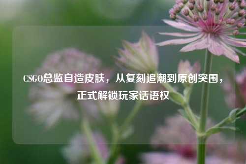 CSGO总监自造皮肤,从复刻追潮到原创突围,正式解锁玩家话语权
