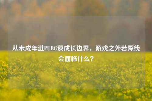 从未成年进PUBG谈成长边界，游戏之外若踩线会面临什么？