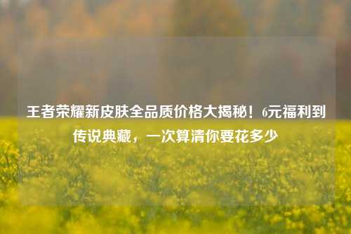 王者荣耀新皮肤全品质价格大揭秘!6元福利到传说典藏,一次算清你要花多少