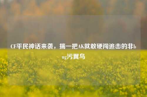 CF平民神话来袭,揣一把AK就敢硬闯追击的非bug污翼鸟