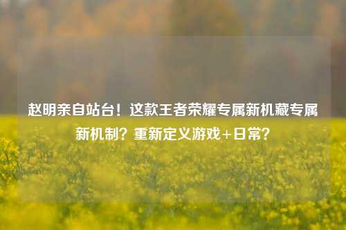 赵明亲自站台!这款王者荣耀专属新机藏专属新机制?重新定义游戏+日常?