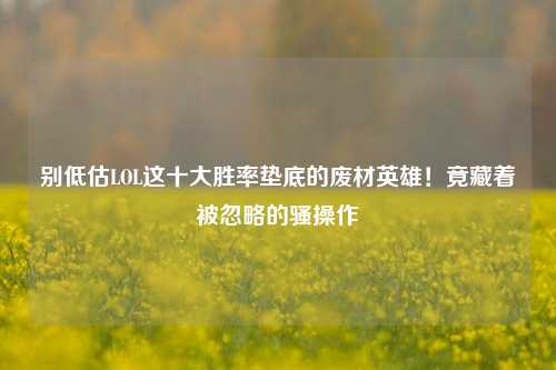 别低估LOL这十大胜率垫底的废材英雄!竟藏着被忽略的骚操作