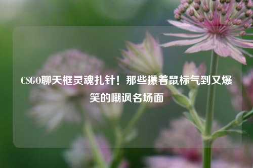 CSGO聊天框灵魂扎针!那些攥着鼠标气到又爆笑的嘲讽名场面
