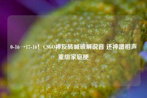 0-16→17-16!CSGO神反转喊破解说音 还神蹭相声重组家庭梗