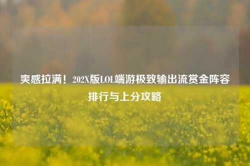 爽感拉满!202X版LOL端游极致输出流赏金阵容排行与上分攻略