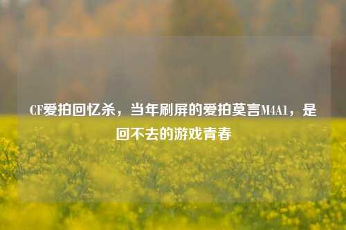CF爱拍回忆杀,当年刷屏的爱拍莫言M4A1,是回不去的游戏青春